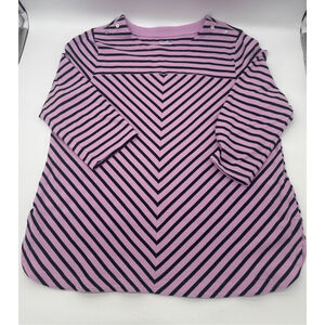 Croft & Barrow Long Sleeve Tee XXL Purple Black Striped